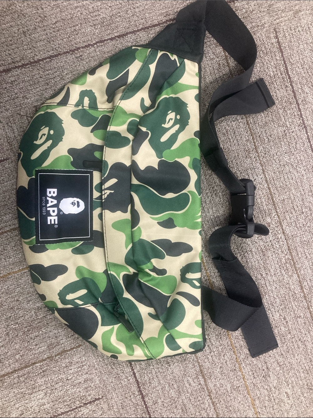 Bape Green Camo Waist Bag with Black Strap